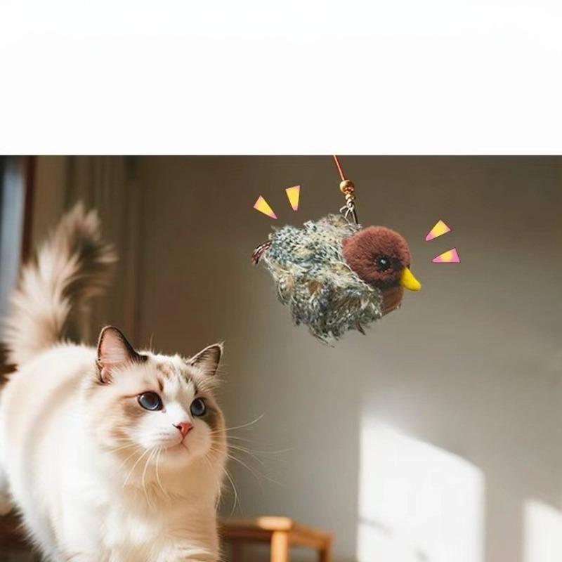 Indoor Interactive Birds Toy for Cat Chasing Teasing Toy Sounding Cat Teaser Toys Self-hilarity Wall Hanging Birds Cat Toys