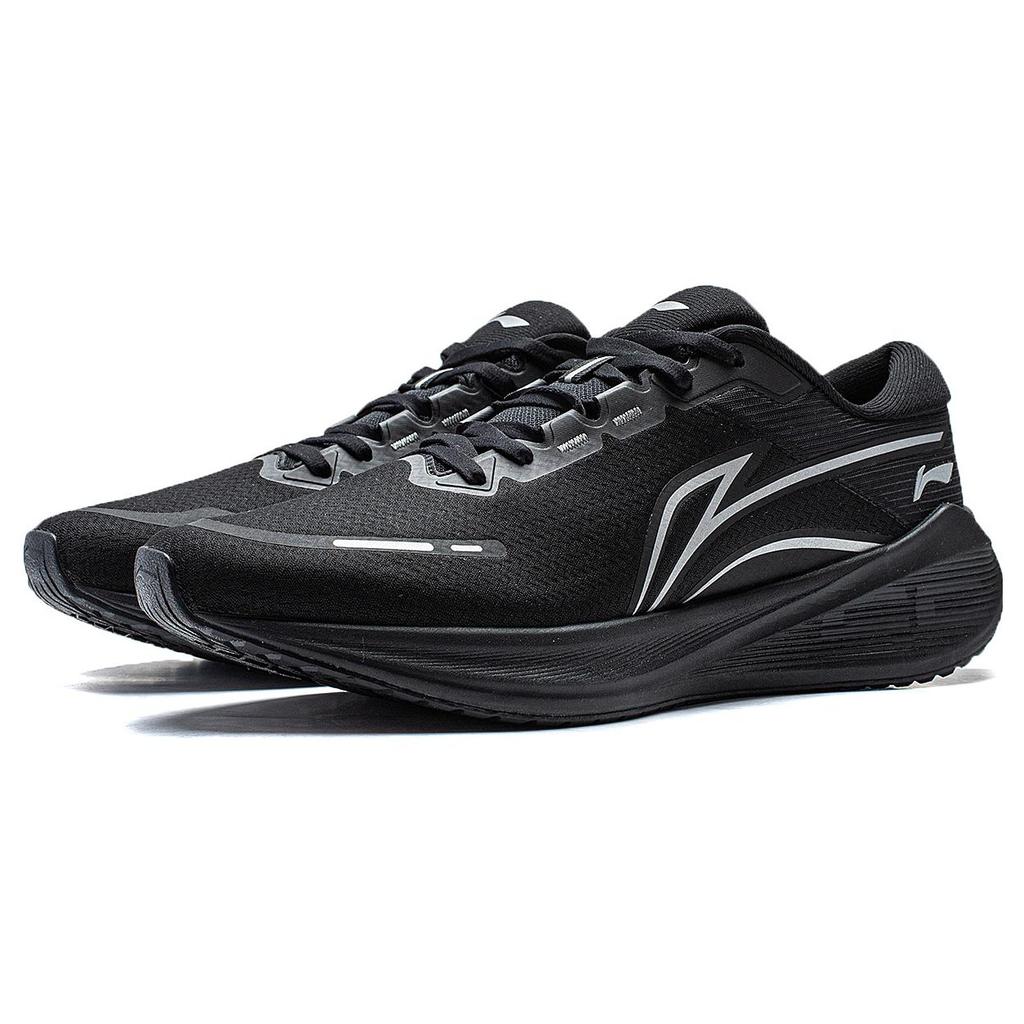 New LiNing Wave V2 Cushioning, Slip Resistant, And Abrasion Resistant Low Top Running Shoes Men's Black ARST053-1