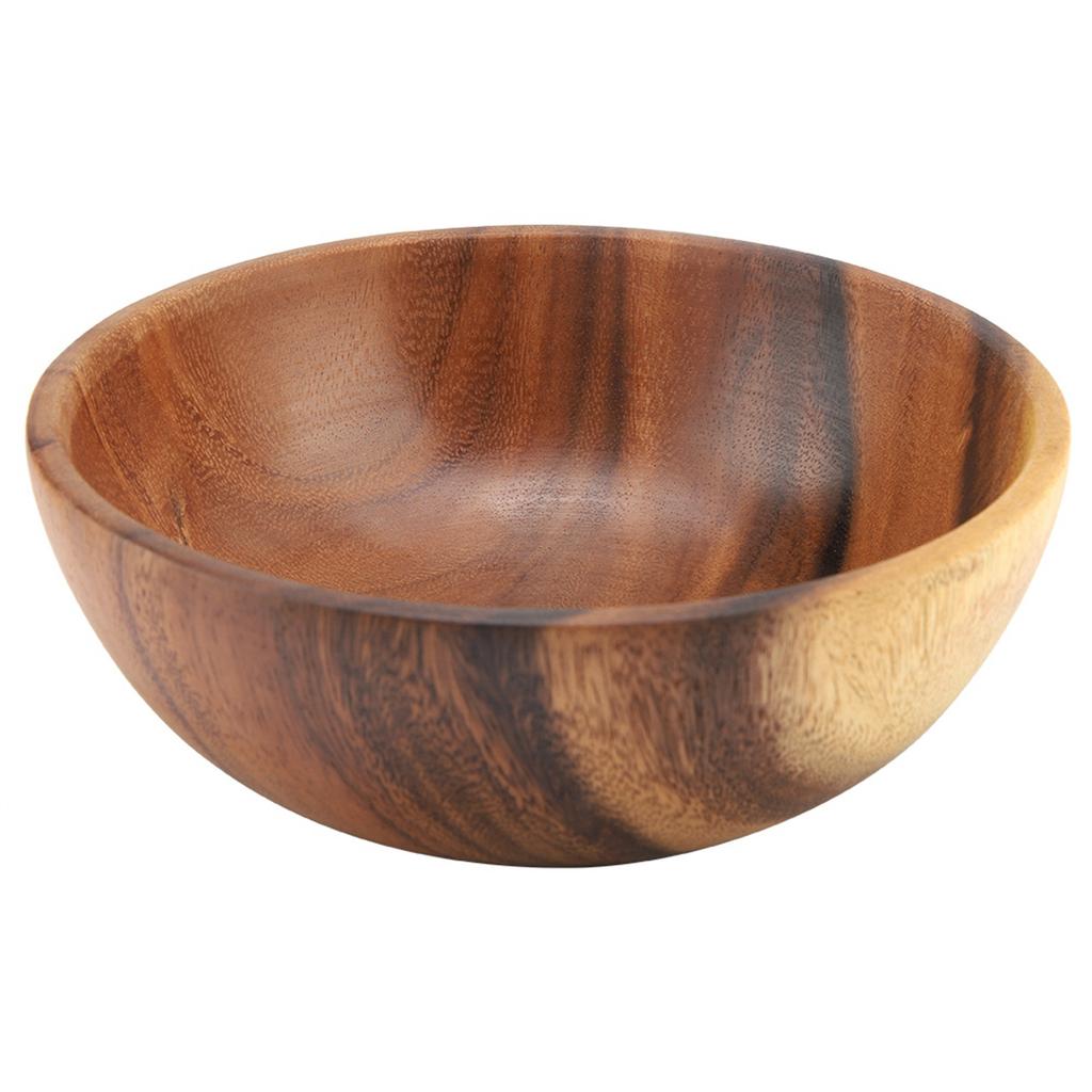 Solid Acacia Wooden Bowl for Salad Soup Rice Hand Made Wooden Bowl Kitchen Utensils (20*7cm)