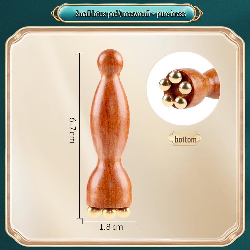 Sandalwood Air-Cushion Meridian Massage Brush for Abdominal and Liver Stimulation