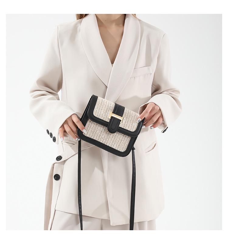 2024 Spring/Summer Women's Knitted Colorblock Straw Handbag – Mori Style