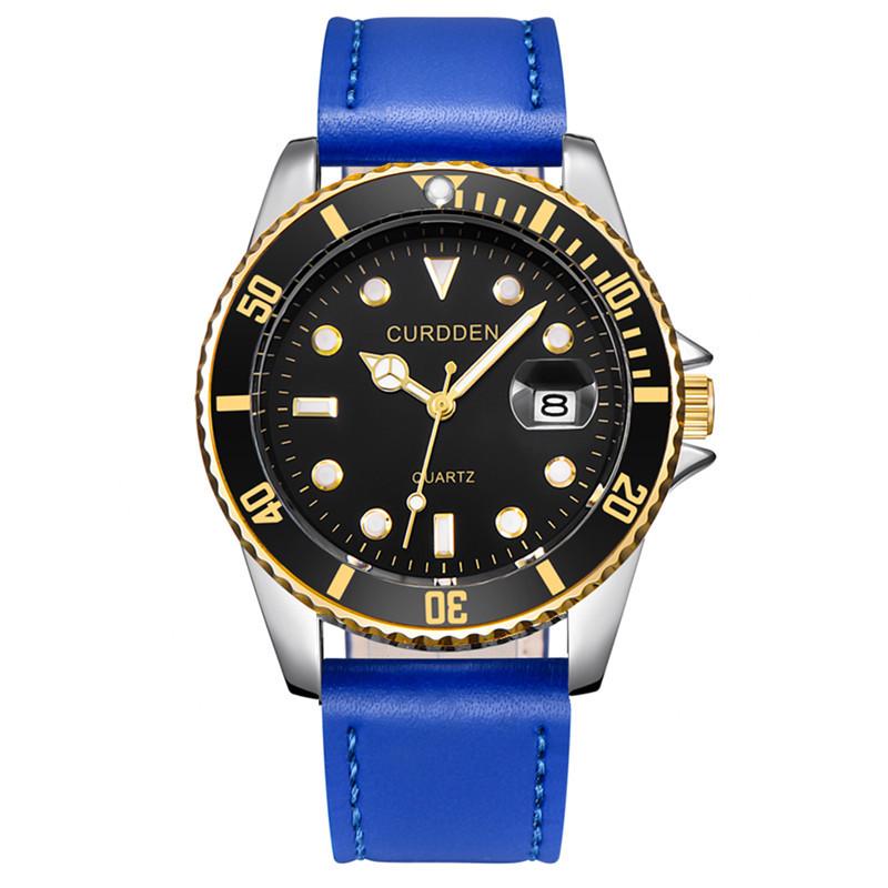 Men's Fashion Quartz Watch with Calendar, Simple Leather Strap, Student Design