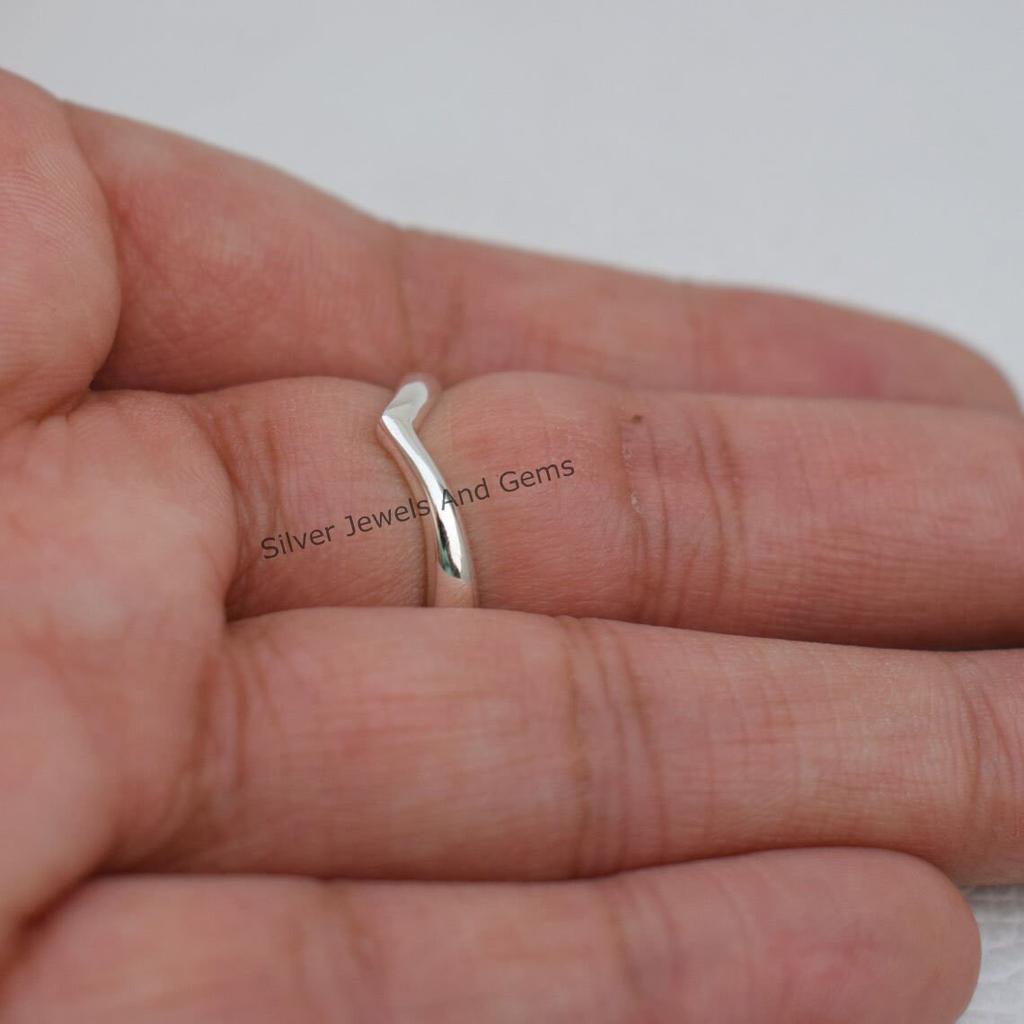 Sterling Silver Chevron Ring, Handmade Stackable Thumb Ring