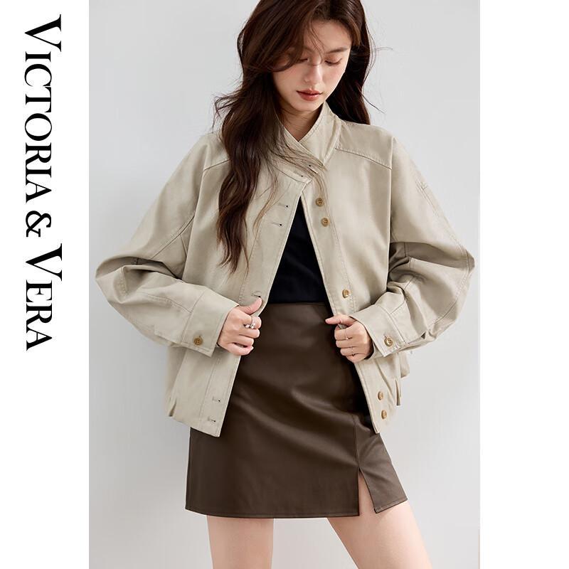 

VICTORIA&VERA Women s Faux Leather Stand Collar Jacket XL