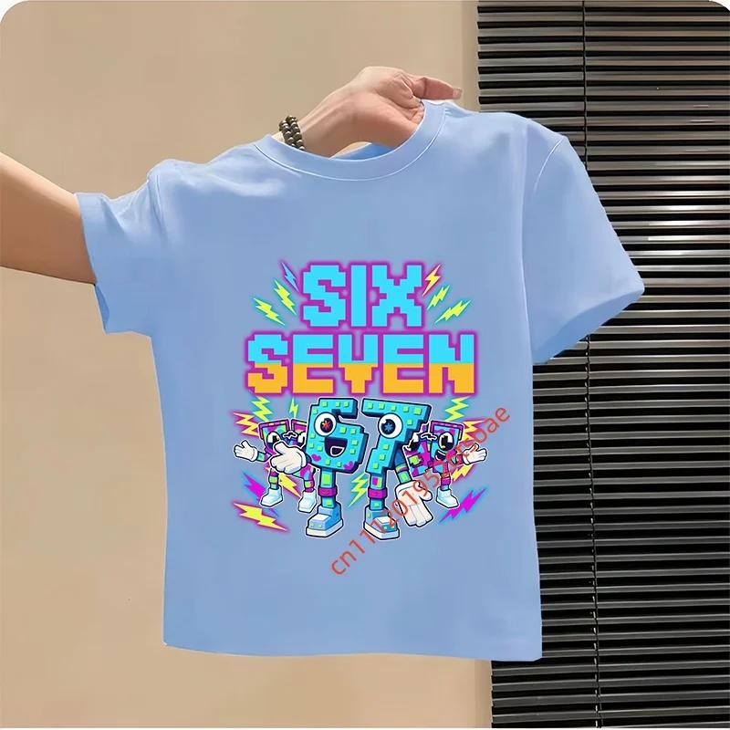 Funny Six Seven Italian Brainrot 67 Number Graphic Print TShirt BoyGirl Summer Short Sleeved Kids Loose Comfortable Tshirt Top