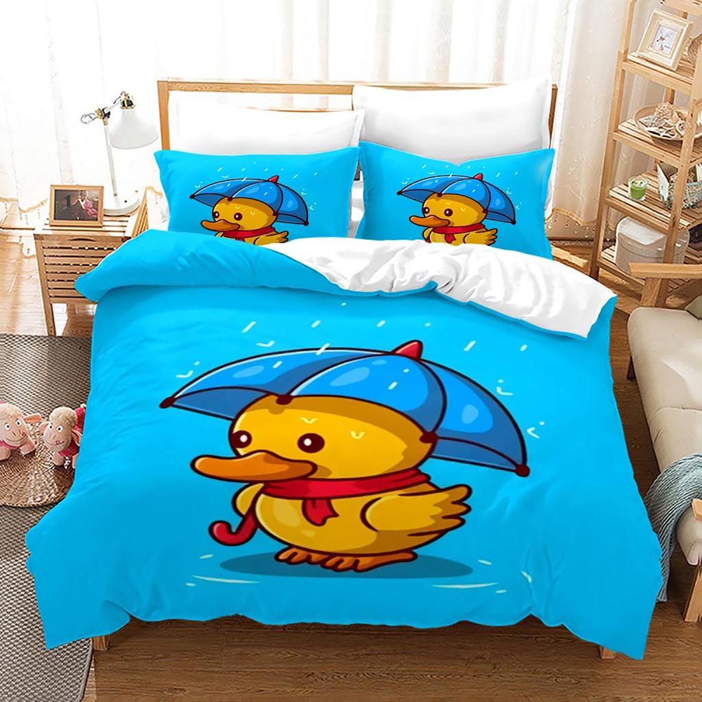 Yellow Duck Bedding Set Single Twin Full Queen King Size Little Duck Bed Set Aldult Kid Bedroom Duvetcover Sets 3D Print 020