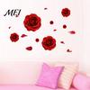 Anniversary Home Decoration Gift Romantic 3D Rose Flower Wall Stickers, Waterproof PVC Decal, Peel And Stick Removable Mural Art Decor, Decals