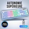 Clavier sans fil gamer - klim - chroma - azerty - rétroéclairé - membrane - blanc