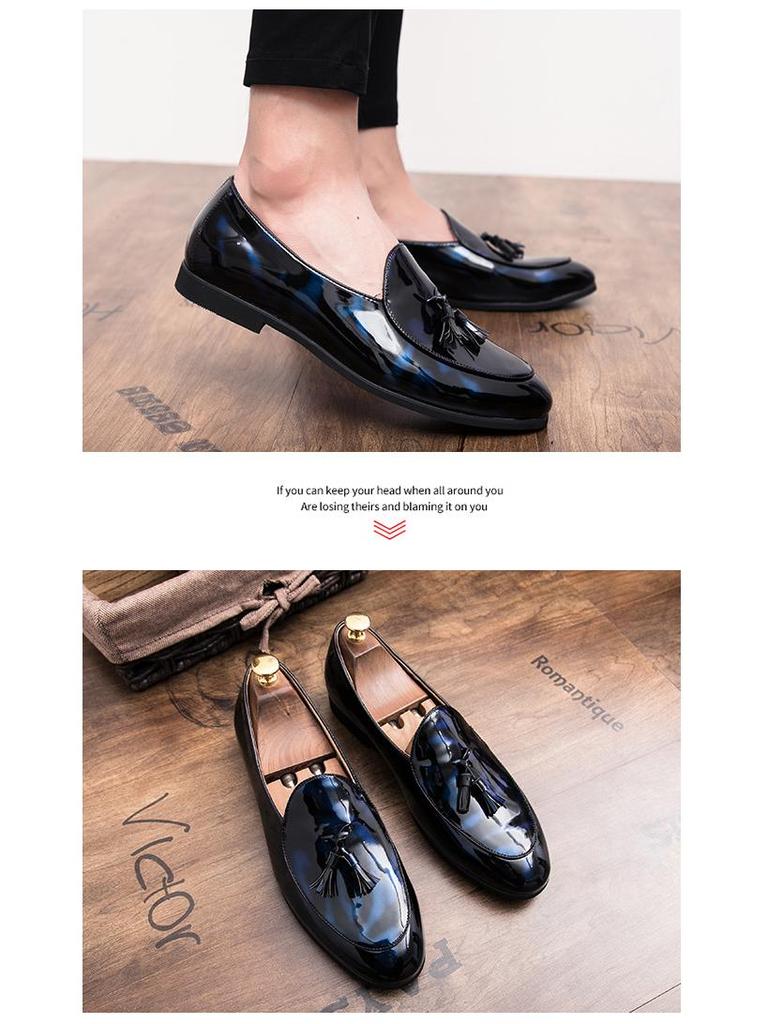 Men's Spring British Style Leather Slip-On Formal Shoes, Size 47