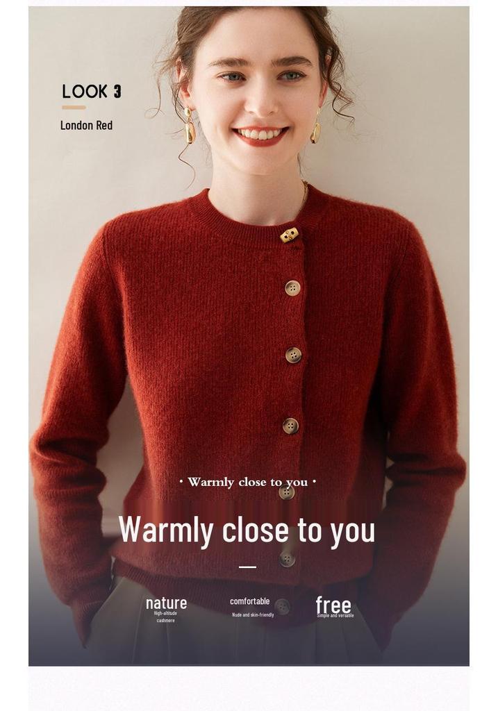 Women's Cashmere Sweater Cardigan - Warm, Stylish, Loose-Fit for Autumn Winter