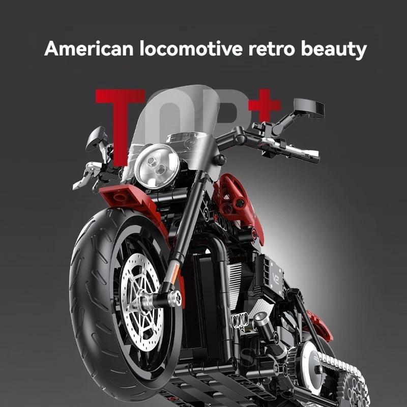 Technical MOC Motorcycle Building Bricks Kit Creative STEM Educational Construction Toys for Kids Gift DIY Assembly Model
