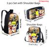 3Pcs Set School Backpack with Front Pocket, Crossbody Bag & Pencil Bag, Cartoon NARUTO, Lightweight for Boys & Girls Ages 6-10