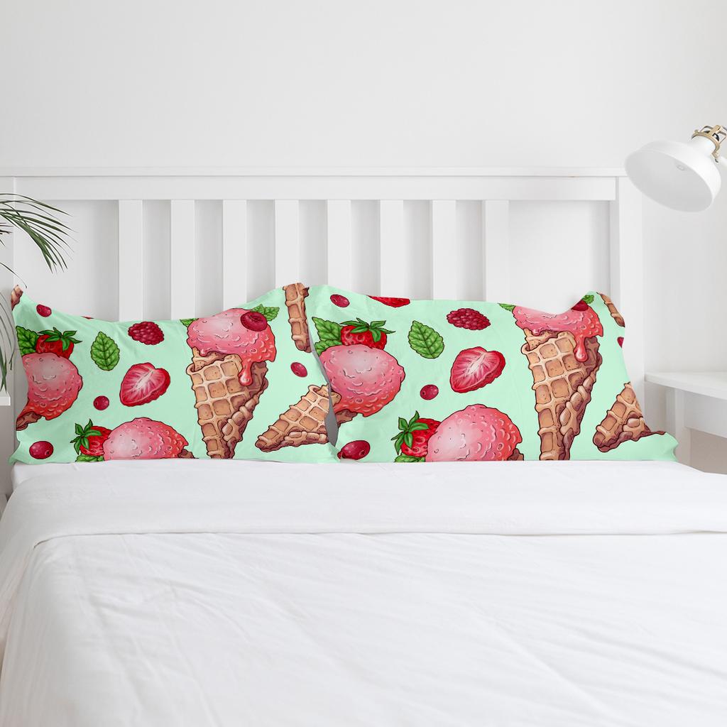 Summer Ice Cream Fruit Strawberry Duvet Cover With Pillow Case Custom 3pcs Bedding Set Quilt Cover Double Bed Home Textile