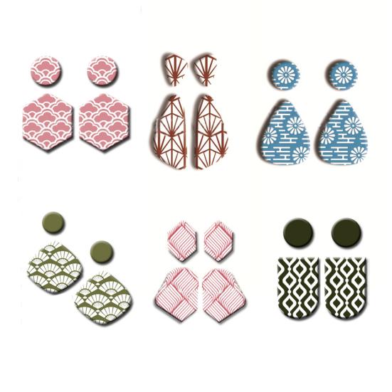 Clay Earring Cutter Various Patterns Embossing Mold Printing on Clay Professional Ceramic Craft DIY Making Accessories Polymer Clay
