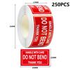250PCS/Roll English Warning Label Sticker Copper Plate Adhesive Anti-Tamper Fragile Item Warning Stickers SYTZBQ01