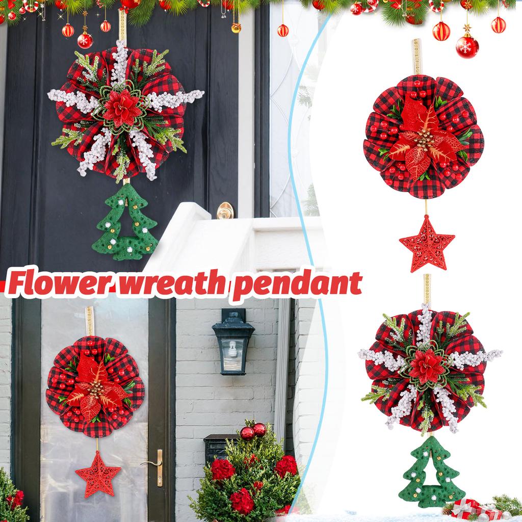Christmas Soldier Vine Wreath Welcome Wooden Sign Decoration Dwarf Doll Vine Wreath Shopping Mall Window Wall Hanging