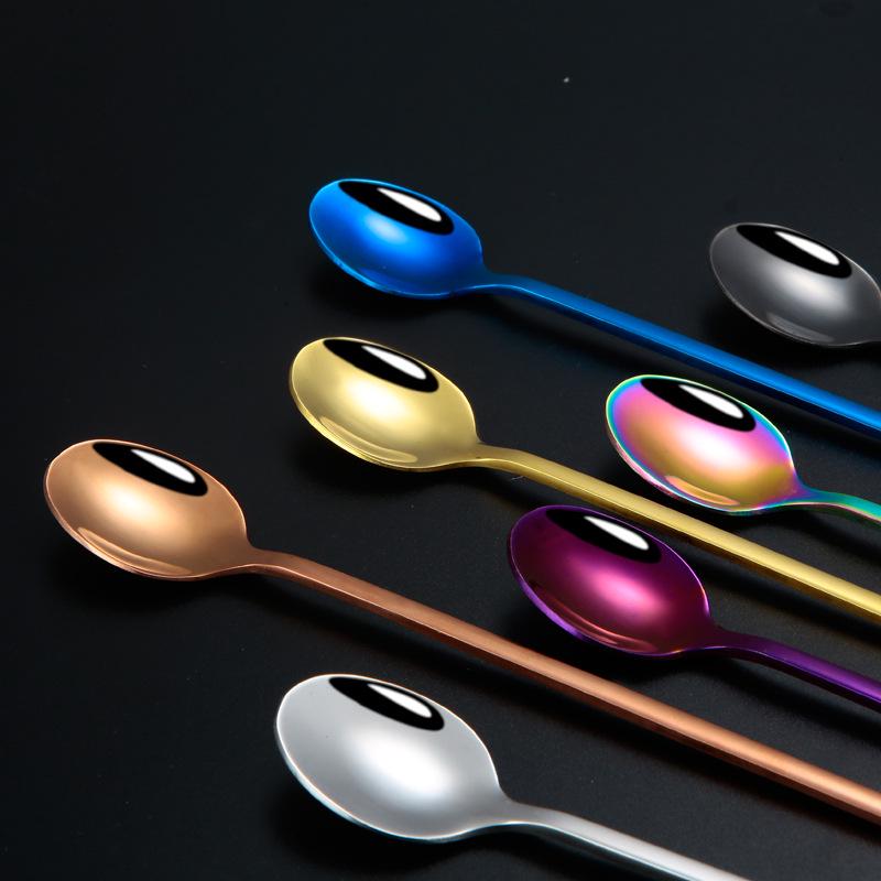 Golden Long Handle Stainless Steel Stirring Spoon and Ladle