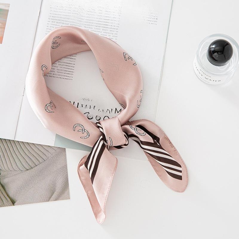 68cm Simple Letter Printed Scarf Women's Spring Summer New Imitation Silk Square Scarf Fashion Versatile Headscarf Scarfs Shawl