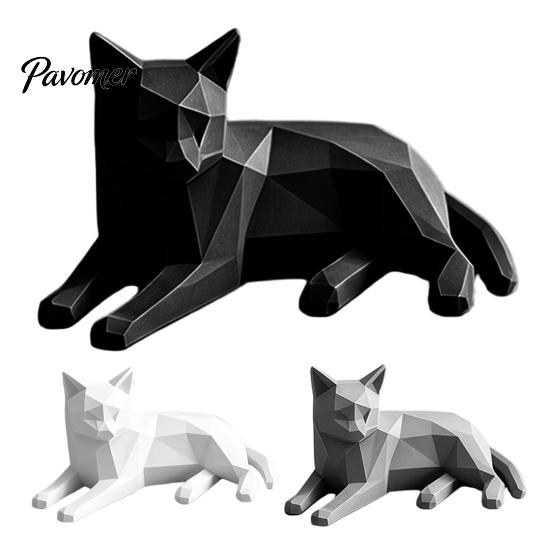 Minimalist Geometric Cat Figurines 3D Printed Figurine, Desktop Sculpture for Lovers, Creative Desk Accessories Women Nordic Style Small Animal Statue