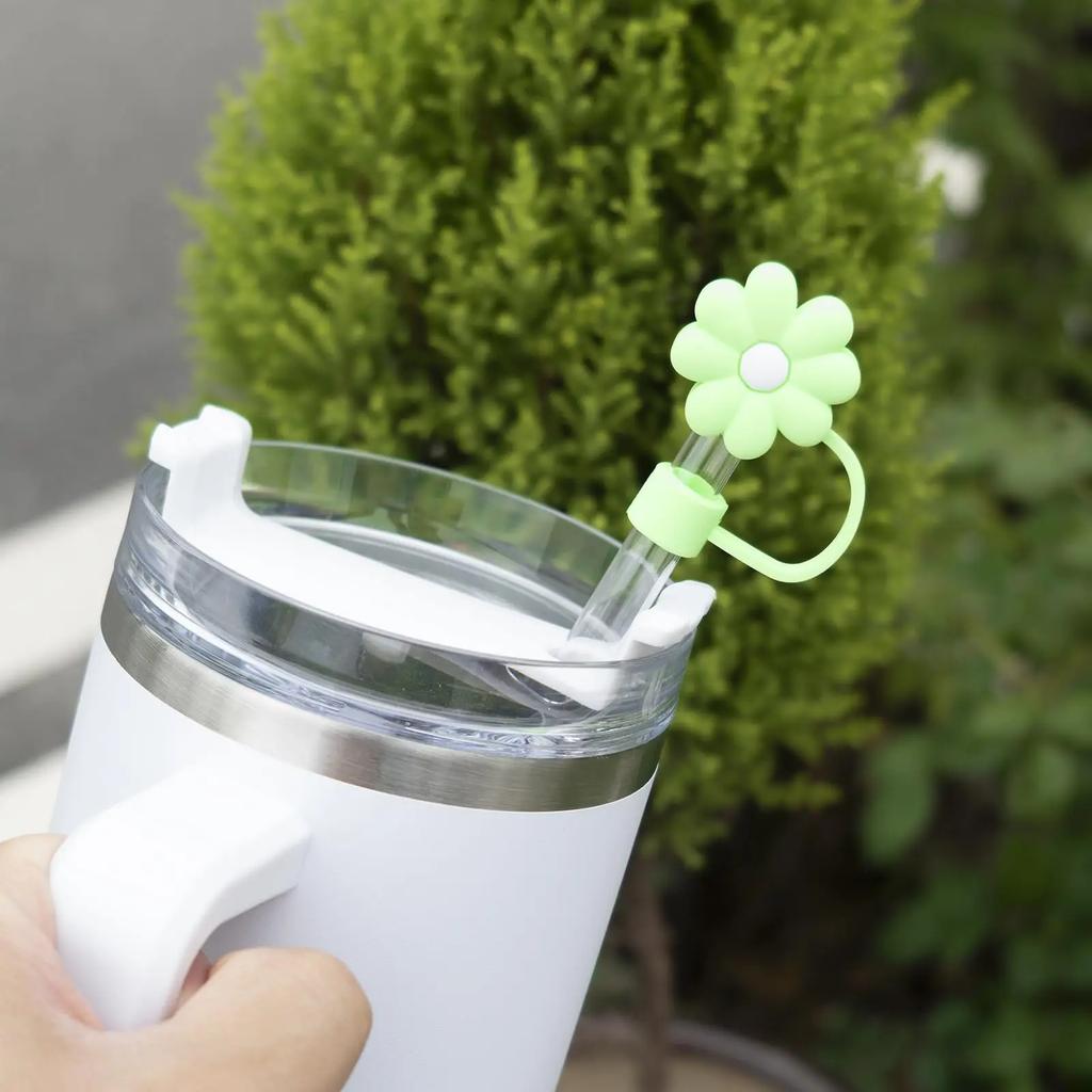 4PCS 0.4in Diameter Cute Silicone Straw Covers Cap for Stanley Cup Dust-Proof Drinking Straw Reusable Straw Tips Lids