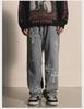 Men's Retro Cross-Embroidered Straight Jeans - Hip Hop Style