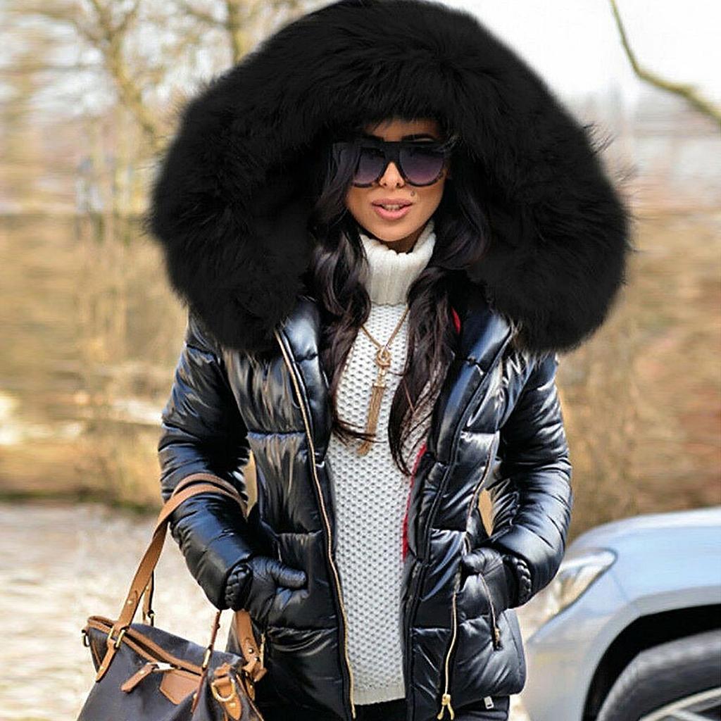 Autumn Winter Women's Cotton Jackets Loose Jacket Women Faux Fur Hood Zipper Warm Down Coat Outdoor Parka Outerwear Short Jacket