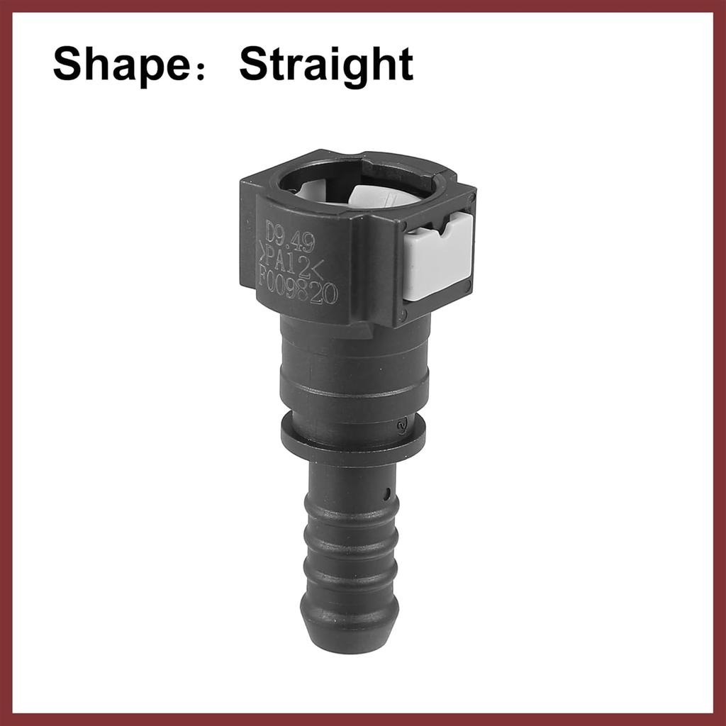 2pcs Fuel Line Quick Connect Straight Push-On Single Barb Adapter Connector for 3/8 to 3/8 Rubber Tubing Replace Parts