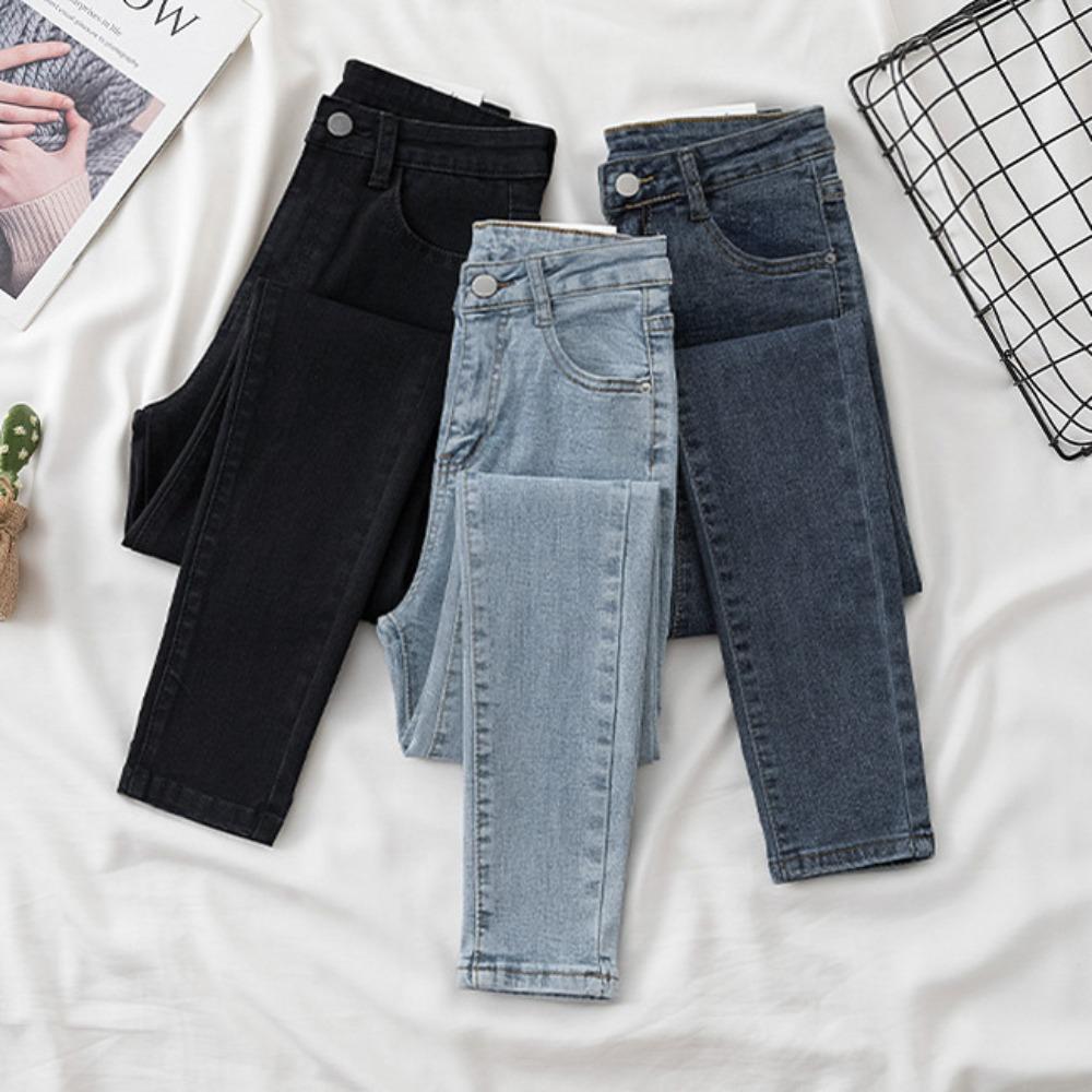 Tužkové džíny s úzkými nohavicemi dámské slim-fit všestranné nové tenké skinny džíny elastické tenké džíny