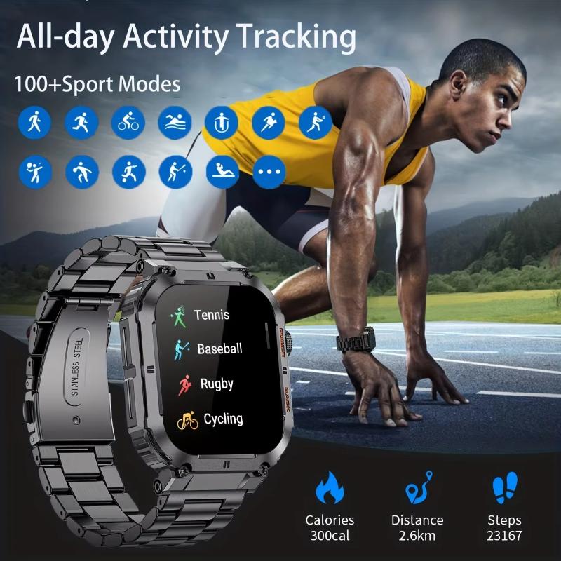 2025 New Outdoor Sports Fitness Smartwatch For Men 1.96 Inch Screen Bluetooth Calling Waterproof Watches Blood Oxygen Reloj Hombre