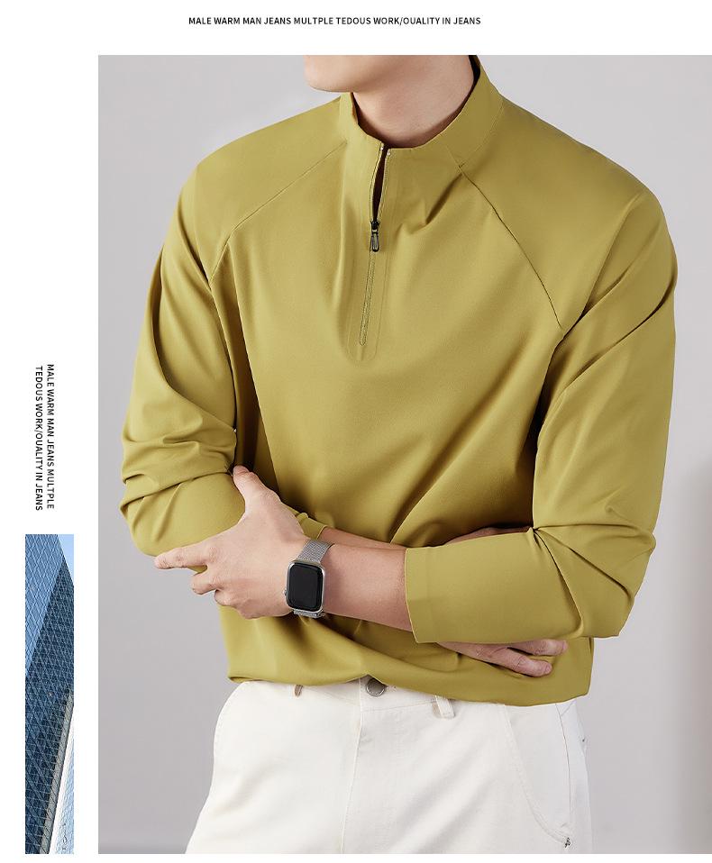 2026 Spring Men's Seamless Half-Zip Long-Sleeve Base Layer Shirt - Outdoor Casual Sports Top
