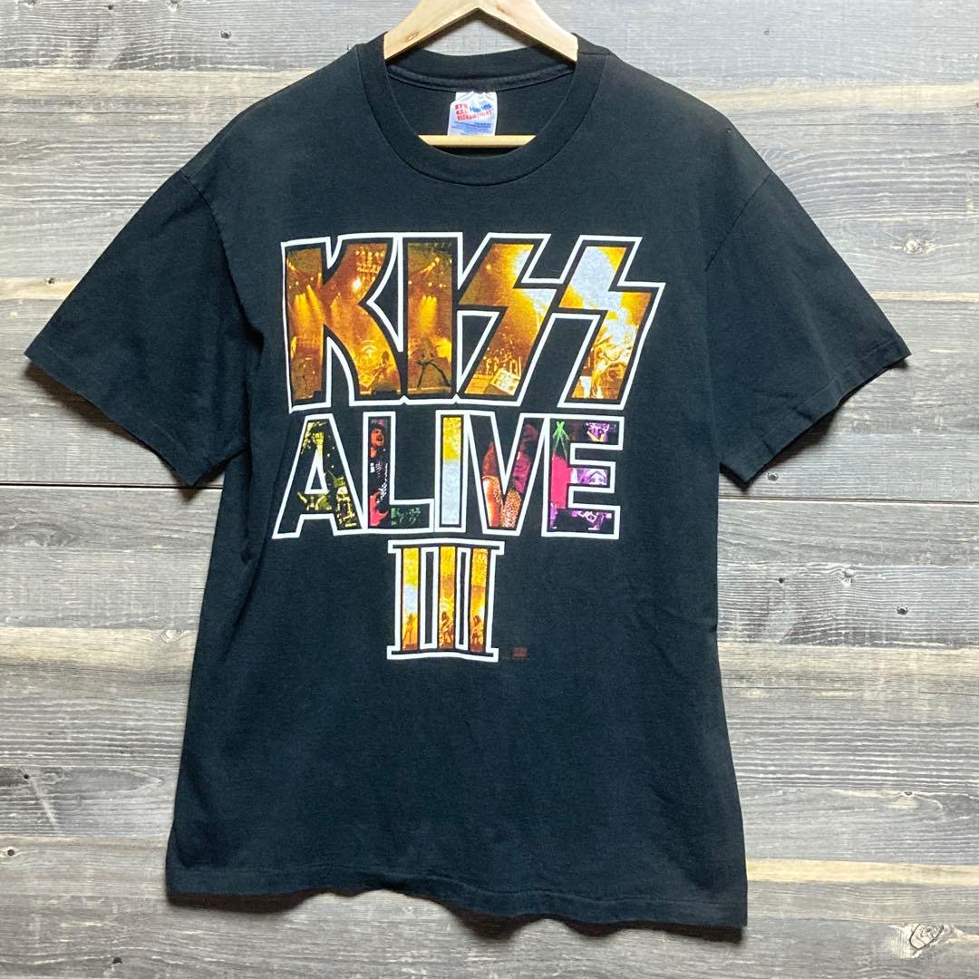 

[USED] 90s KISS ALIVE III Vintage T-Shirt, Made in USA, Ink Black, Size L