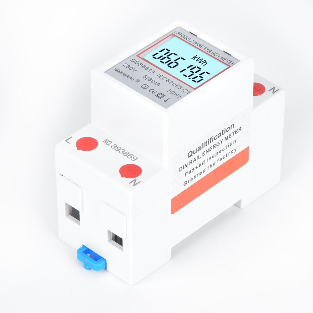 DDS6619 SinglePhase Energy Meter DIN Rail 2P Power Meter 230V with Backlight