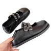 2025 new French retro Mary Jane shoes women's flat bottom one-word buckle with shallow mouth evening shoes patent leather temperament single shoes