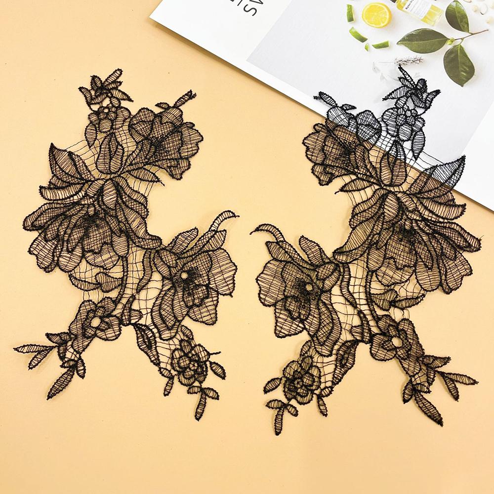 

1 пара белых вышитых сетчатых кружевных цветов, нашивка для ремонта, украшение свадебного платья, швейные принадлежности чёрный