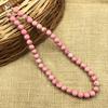 8mm Natural Pink Copper Turquoise Gemstone Round Beads Jewelry Handmade Minimalist Bead Necklace 17-20" For Gift 8BN-71