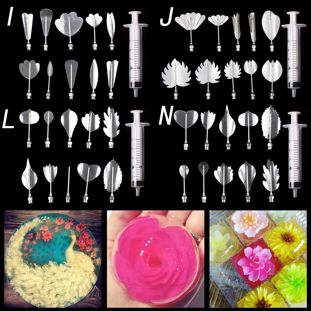 14 Stil 3D Gelatine Kuchenform Gelee Kunst Pudding Blumen Edelstahl Düse Spritze Nadel Set Kuchen Dekorationswerkzeuge