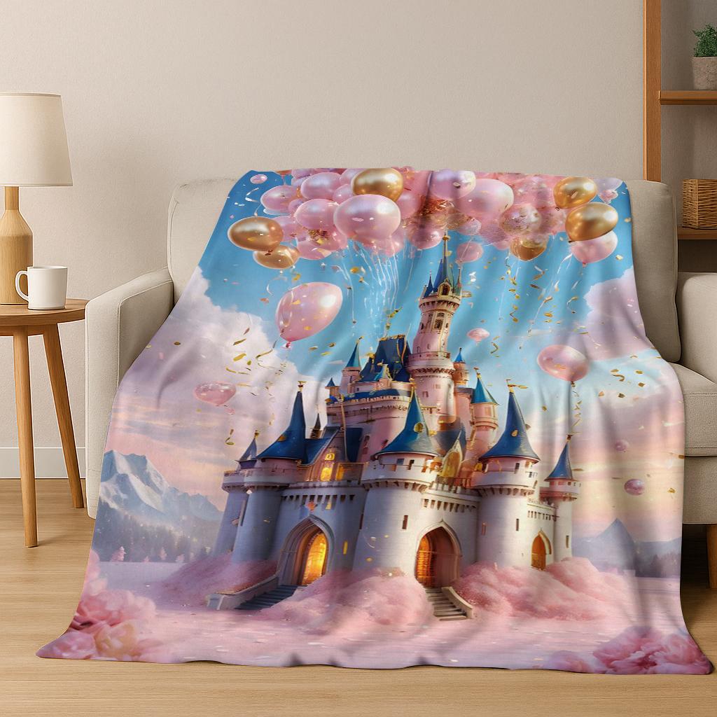 

3D Medieval Dream Magic Castle Flannel Blanket Soft Warm Throw Blanket for Bedroom Living Room Bed Travel Camping Picnic Gift 75x90cm