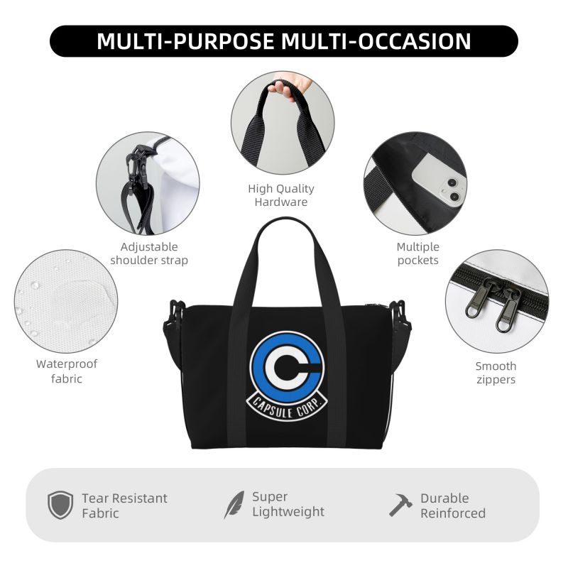 Dragon Capsule Ball Corp Print Travel Duffel Bags Waterproof Foldable Overnight Bag with Shoulder Strap Sport Gym Yoga Bag