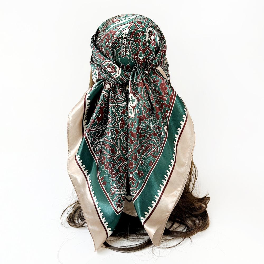 Cashew Flower Pattern Women's Headscarf Silky Smooth Middle East Shawl Arabic Square Scarf  Outdoor