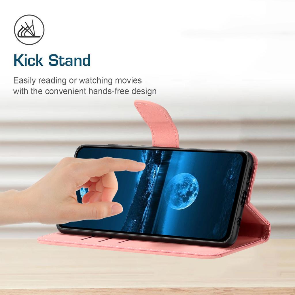HT05 For Realme 12 4G/12+ 5G Wallet Case PU Leather Stand Phone Cover Lines Imprinted