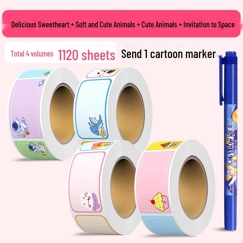 Cartoon Name Stickers for Kids: Self-Adhesive Labels for Books & School Supplies