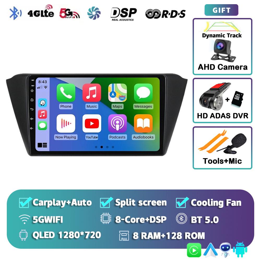 Android 14 Carplay Auto WIFI+4G Car Radio For Skoda Fabia 3 III 2014 2015 2016-2020 Multimedia GPS Player Stereo 2din Head Unit