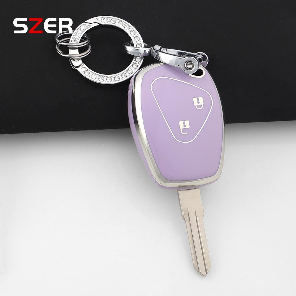 For Renault Trafic Clio Duster Logan Dacia Sandero For Nissan Terrano Almera 2 Button Tpu Car Key Case Cover Protector Keychain