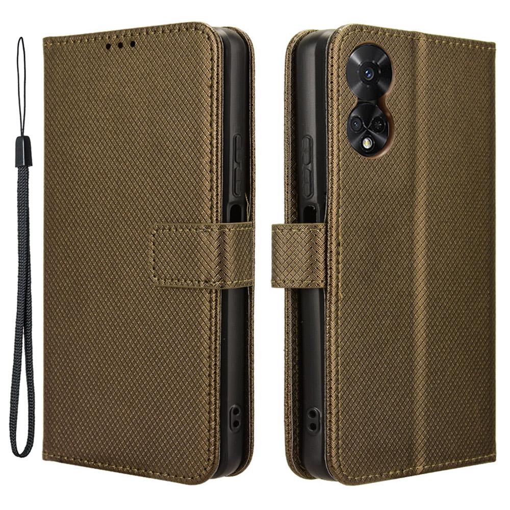 For TCL 50 5G Case Diamond Texture Leather Full Wrapped Phone Cover with Wrist Strap