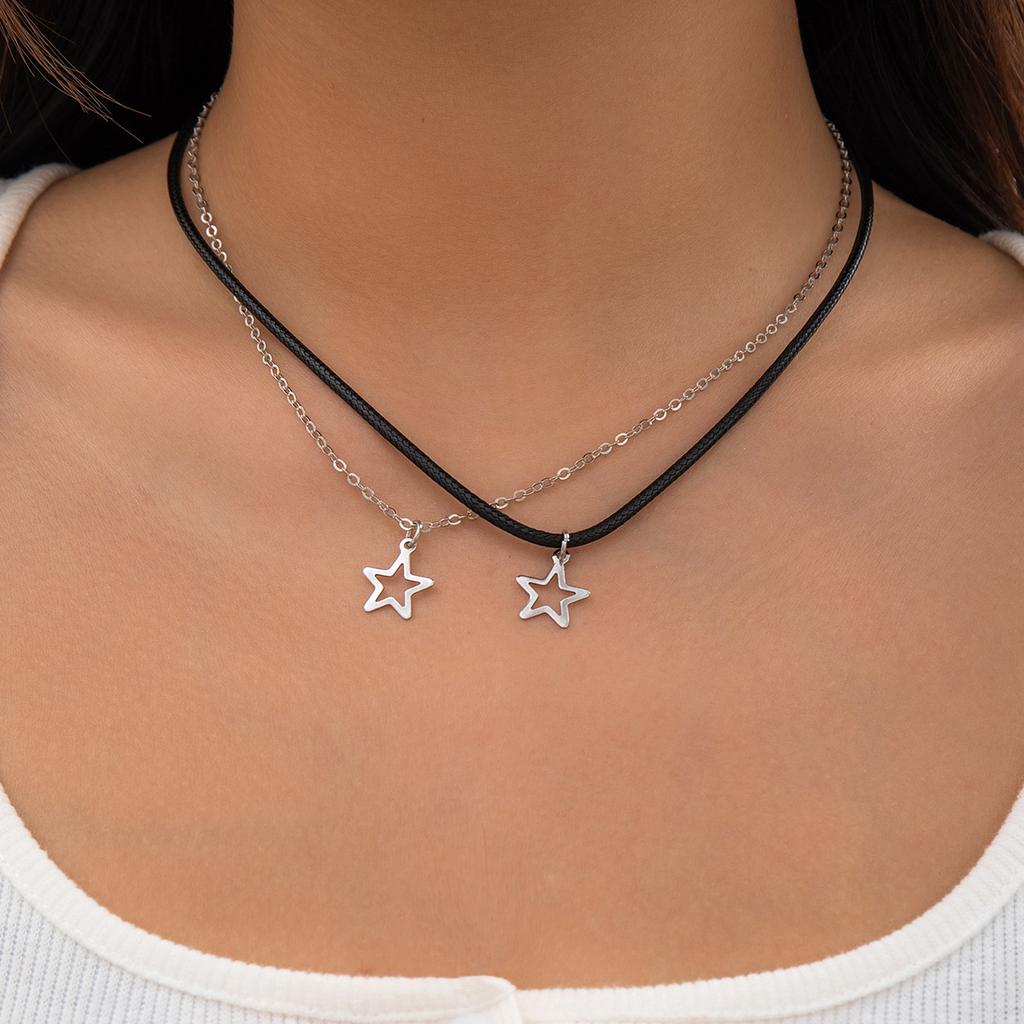 Accessories, simple sweet and cool titanium steel star neck necklace, versatile thin chain geometric metal item decoration