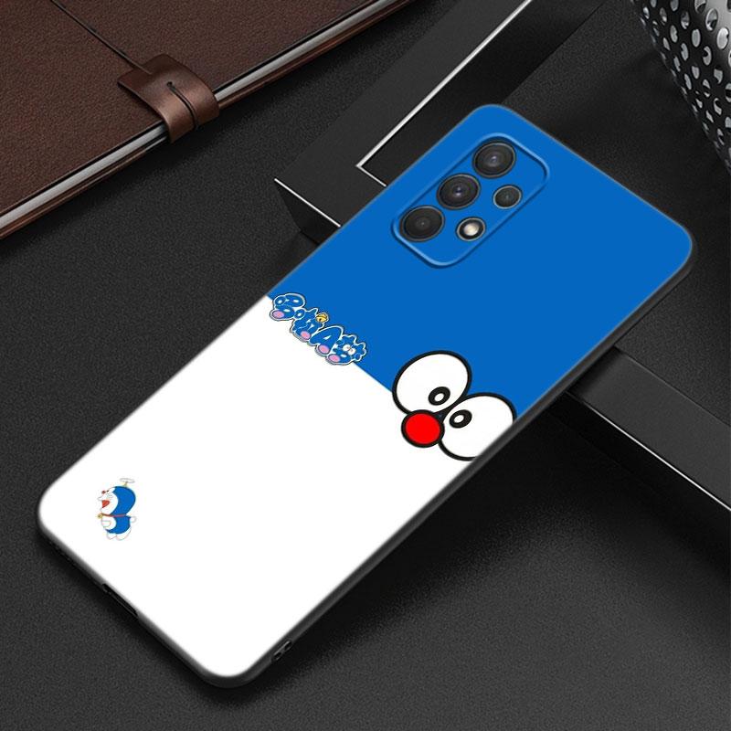 Cute Doraemon Moon Phone Case For Samsung Galaxy A12 A22 A31 A32 A50 A51 A70 A71 A72 A11 A21S A02S A10S A20S A30S A52 S 5G Cover