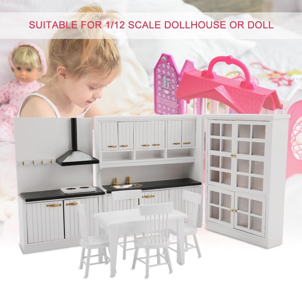 Play House Toy 1/12 Dollhouse Miniature Kitchen/Dining Room Furniture Decoration Kit