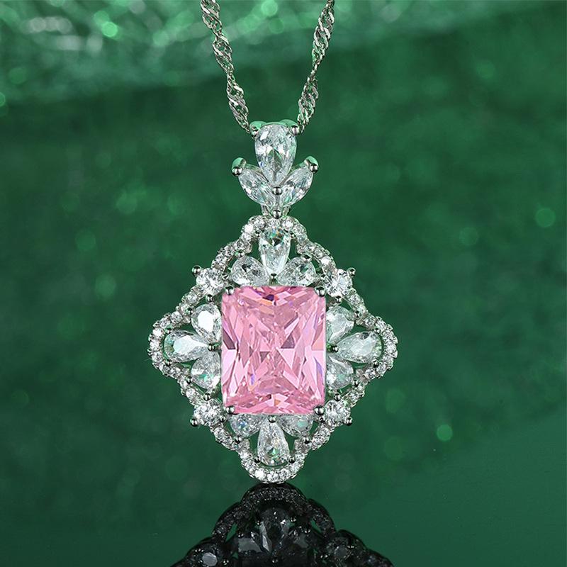 

Подвеска-ожерелье из стерлингового серебра 925 пробы зеленого, красного, розового или синего цвета 925 Silver алмаз/розовый