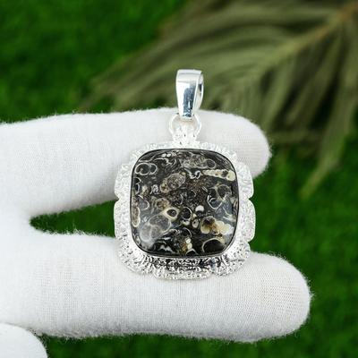 Mothers Day Deal Turritella Agate Gemstone 925 Silver Birthday Pendant Jewelry