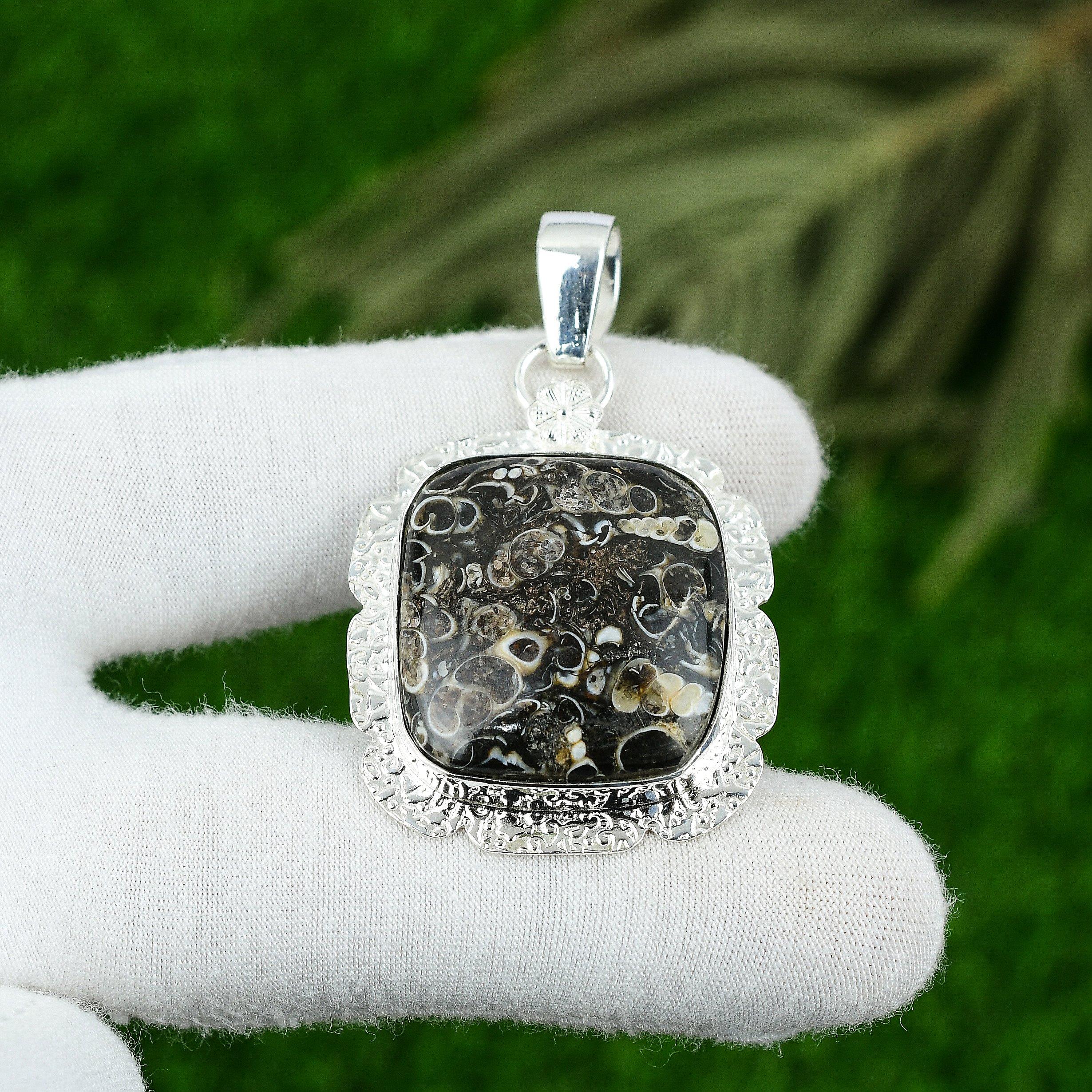 

День матери Сделка Агат Туррителла Драгоценный камень Серебро 925 пробы Подвеска на день рождения Ювелирные изделия